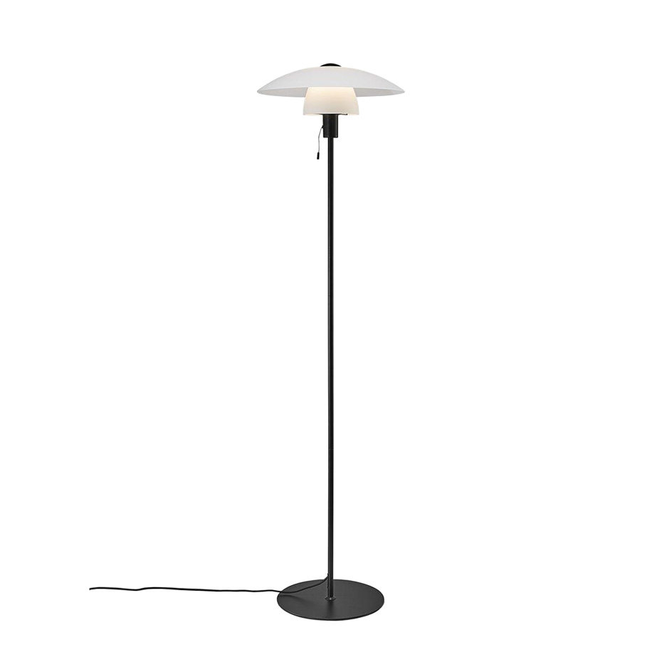 Verona Golvlampa Svart/Opalglas