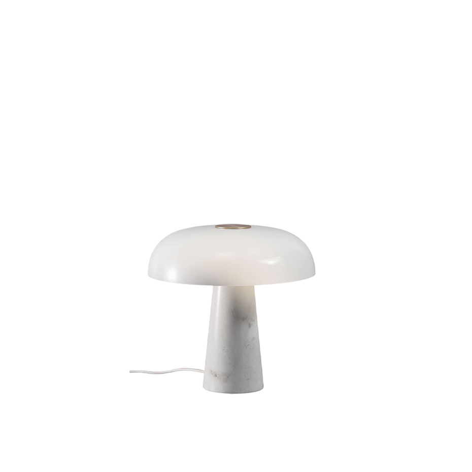 Glossy Bordslampa Vit Marmor/Opalglas