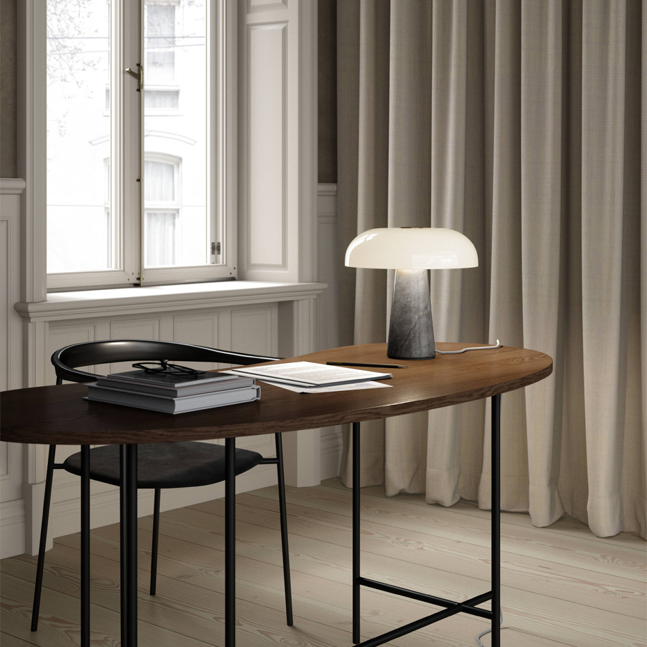 Glossy Bordslampa Grå Marmor/Opalglas