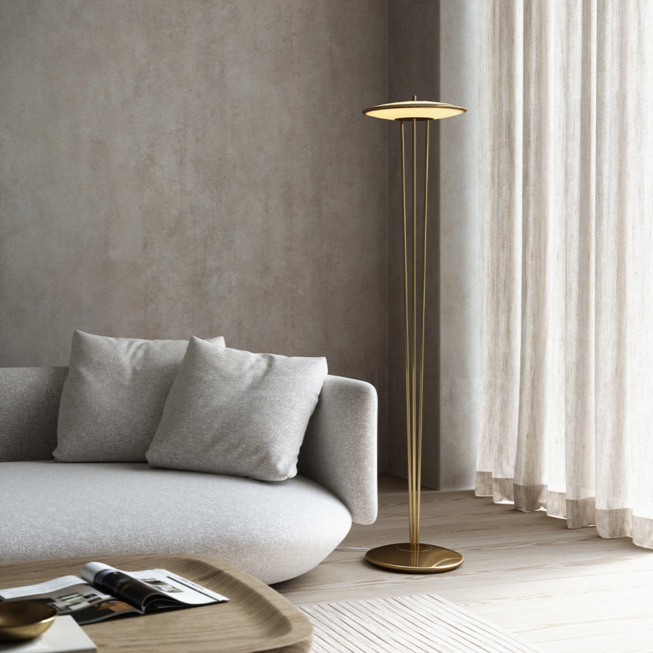 Blanche Golvlampa Borstad Mässing