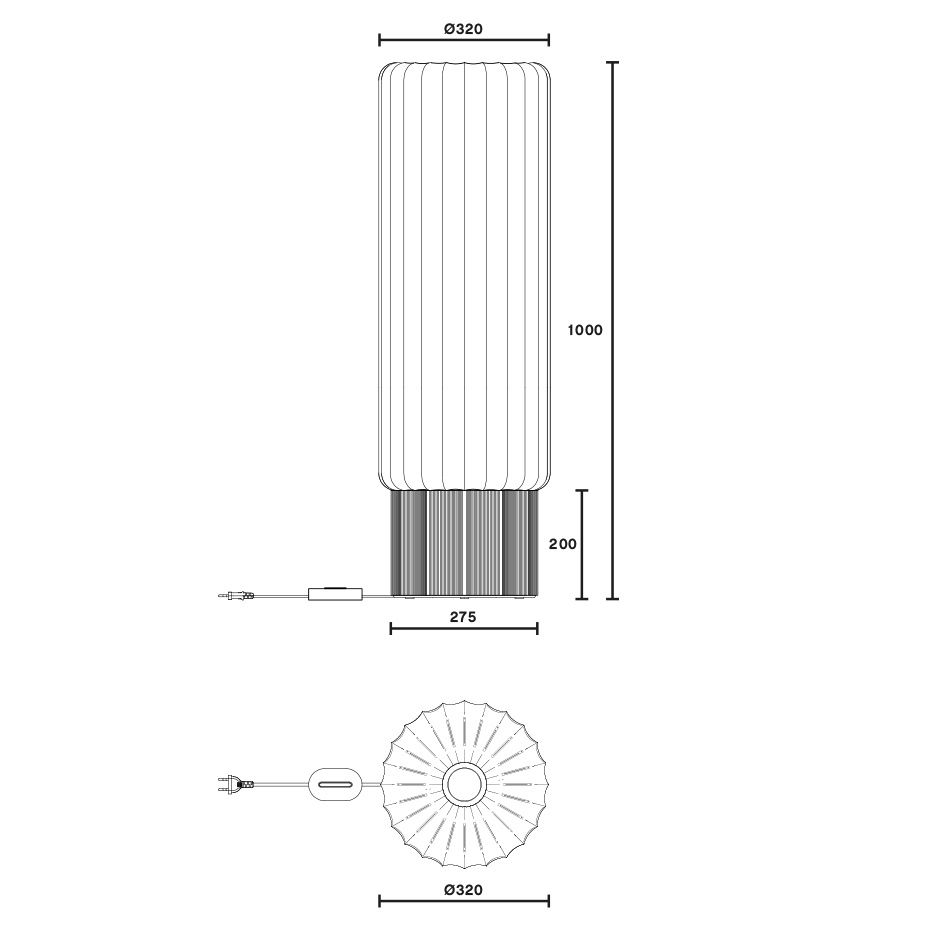 One Meter Golvlampa Cocoon/Aluminium