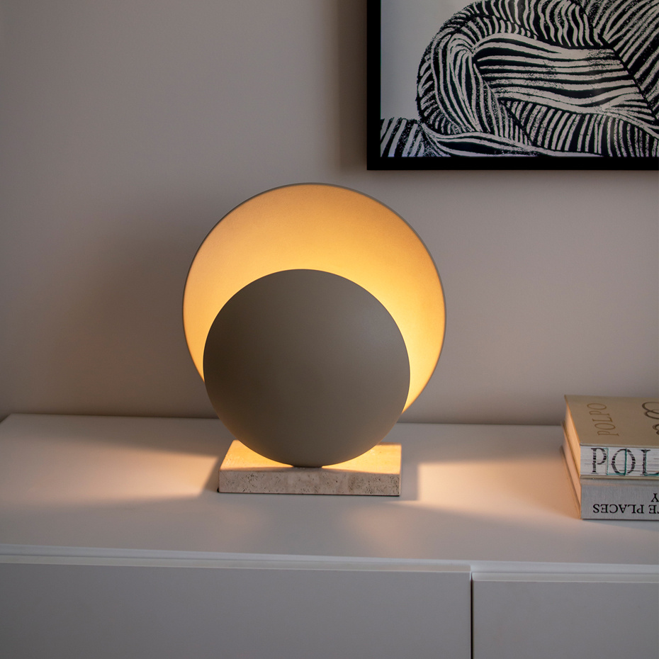 Orbit Bordslampa Beige/Travertin