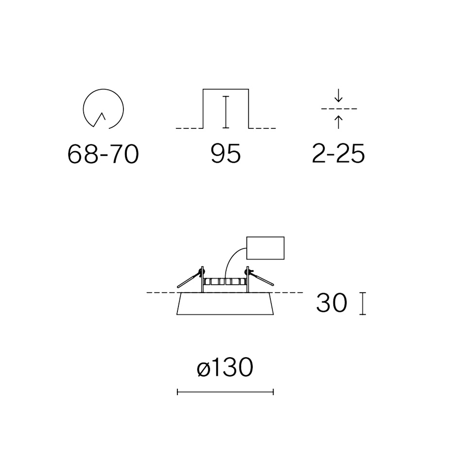 Focal w222 r Semi Recessed Taklampa Jet Black