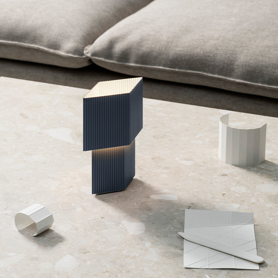 Romb Mini Portable Bordslampa Blue Stone