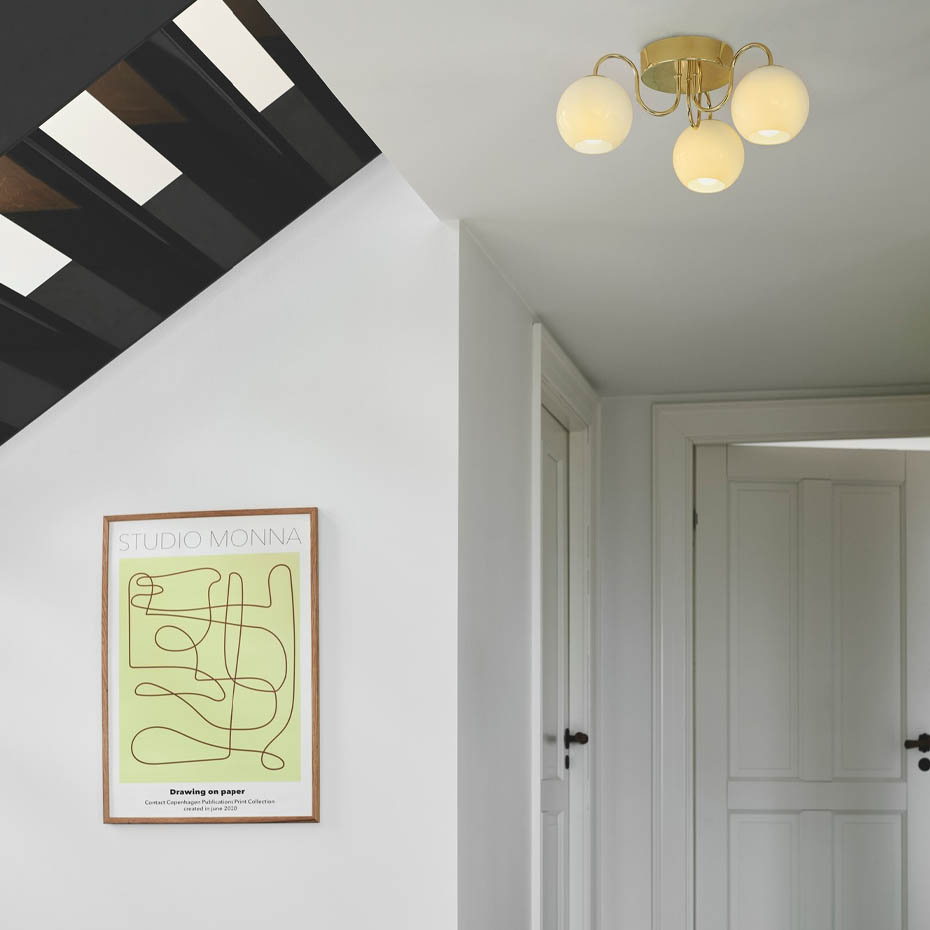 Franca Plafond Mässing/Opalglas