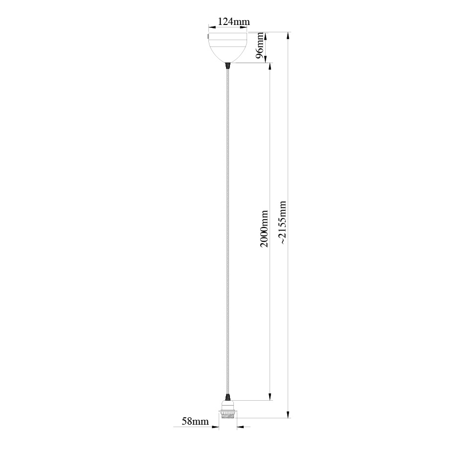 Delux Lampupphäng Textilsladd Svart E27