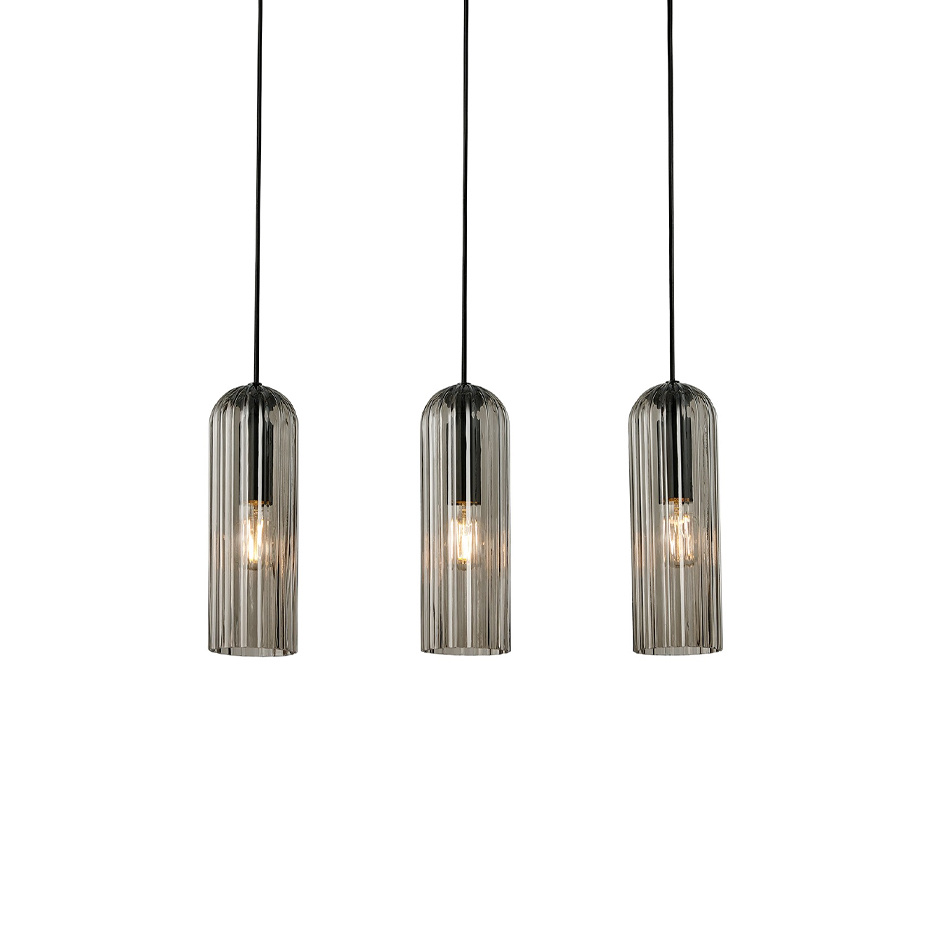 Miella 3-Rail Pendel Svart/Rökfärgad