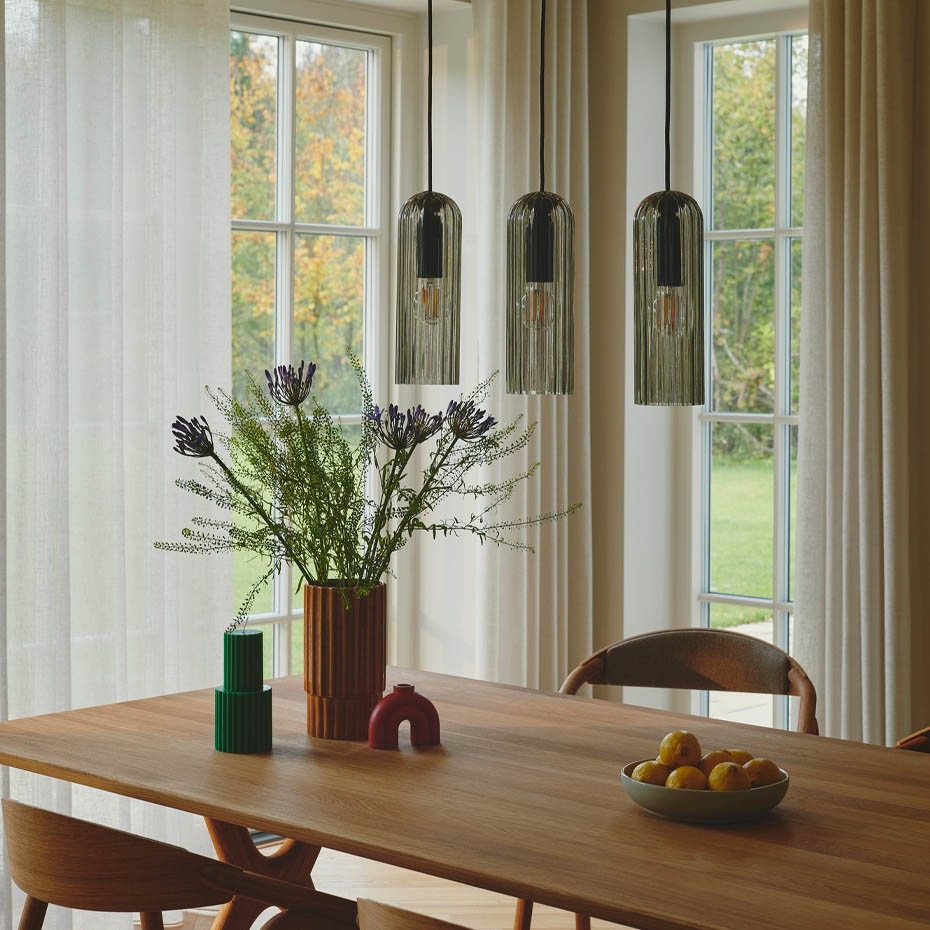 Miella 3-Rail Pendel Svart/Rökfärgad