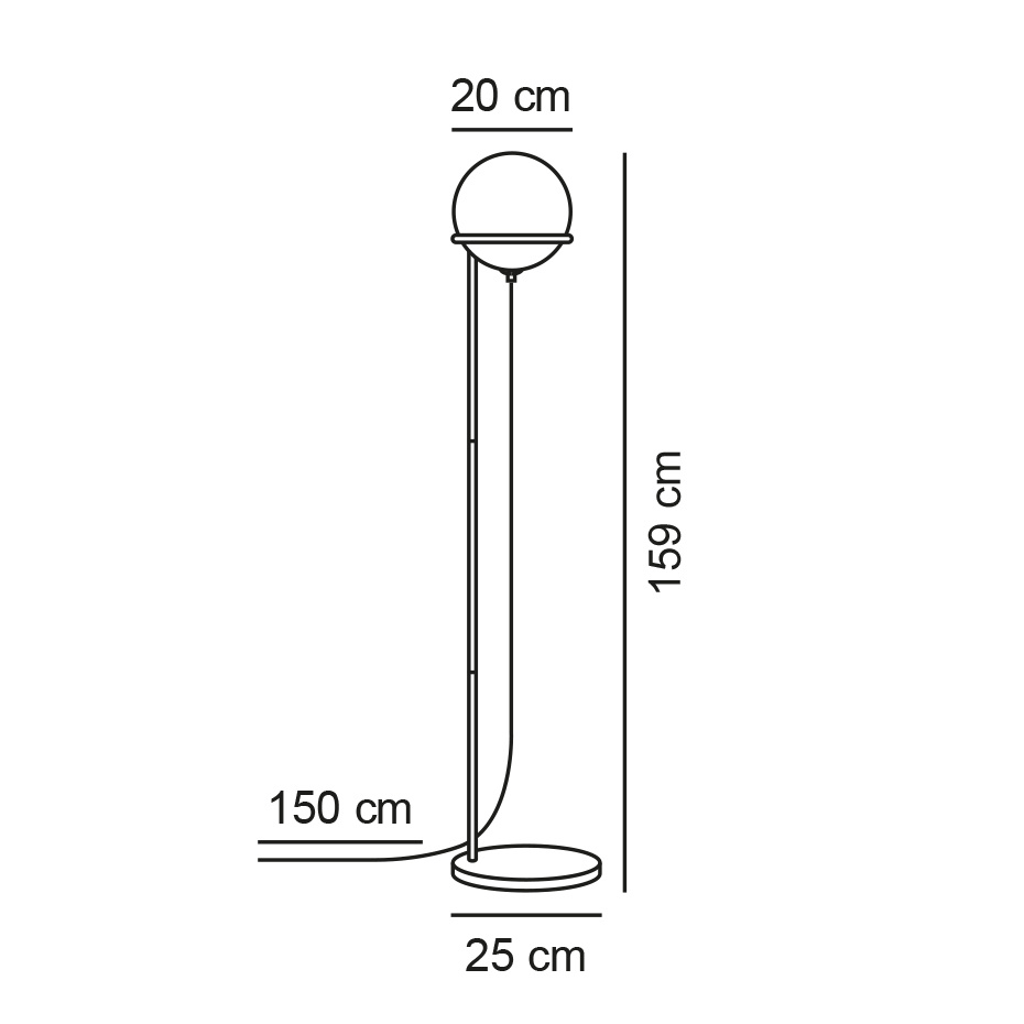 Wilson Golvlampa Svart/Opalglas