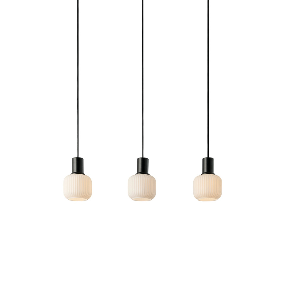Milford Mini 3-Rail Pendel Svart/Opalglas