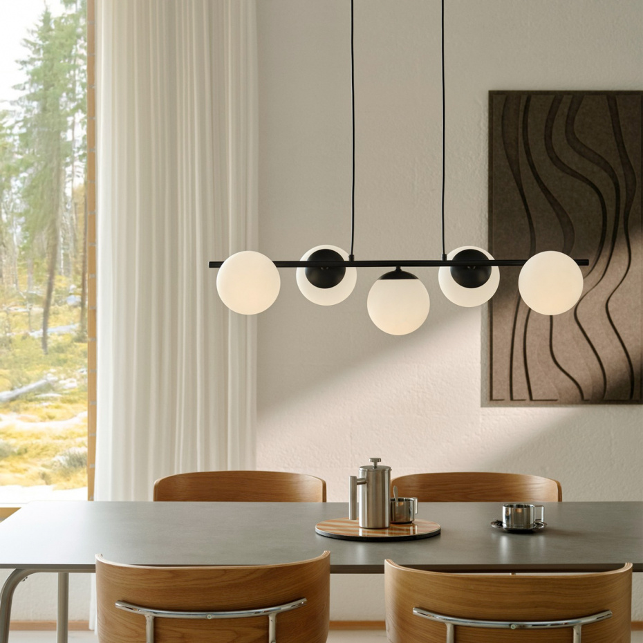 Lilly 5 Pendel Svart/Opalglas