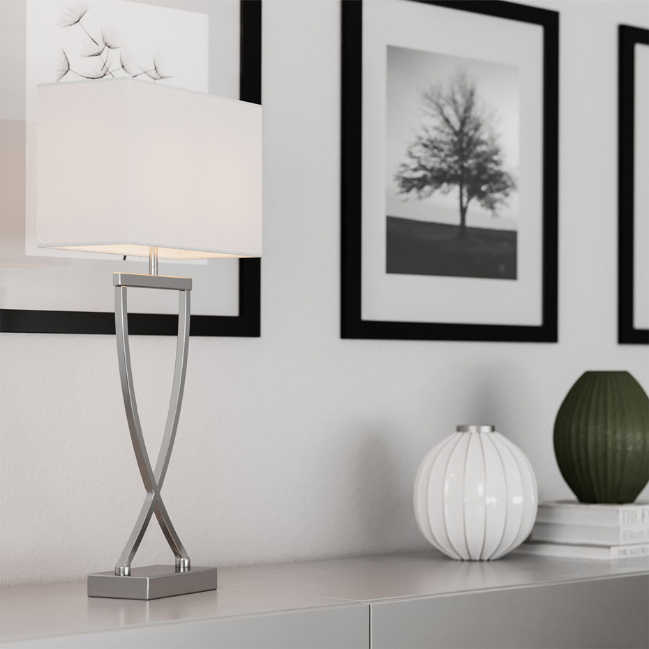 Omega Bordslampa H52cm Krom/Vit