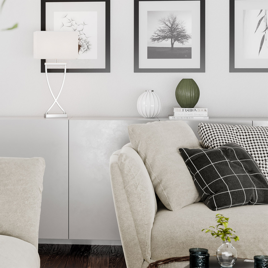 Omega Bordslampa H52cm Krom/Vit