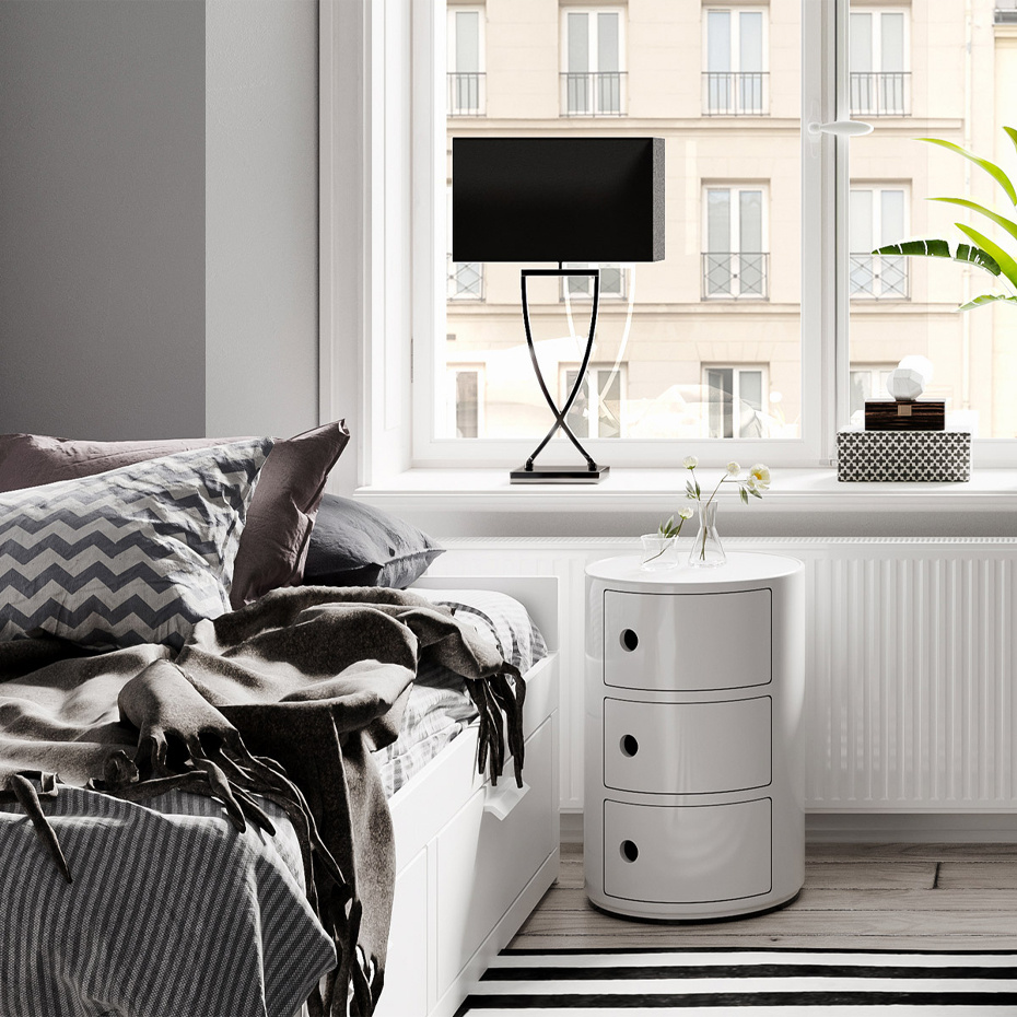 Omega Bordslampa H69cm Svartkrom/Svart