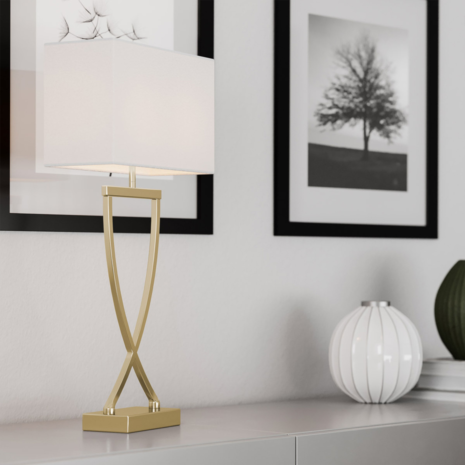 Omega Bordslampa H52cm Mässing/Vit