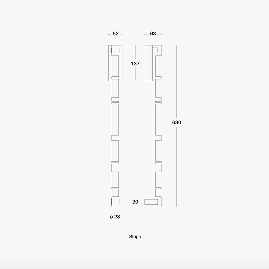 Stripe Vägglampa Rå Mässing IP44