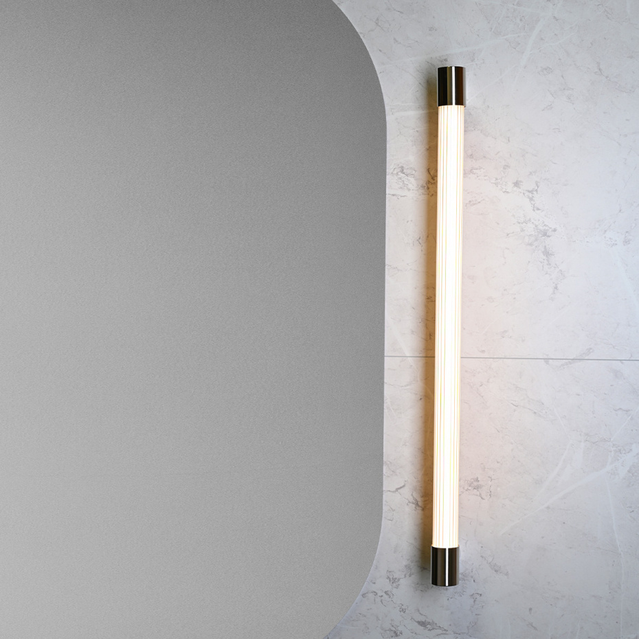 Ray Vägglampa Stor Förnicklad Mässing IP44