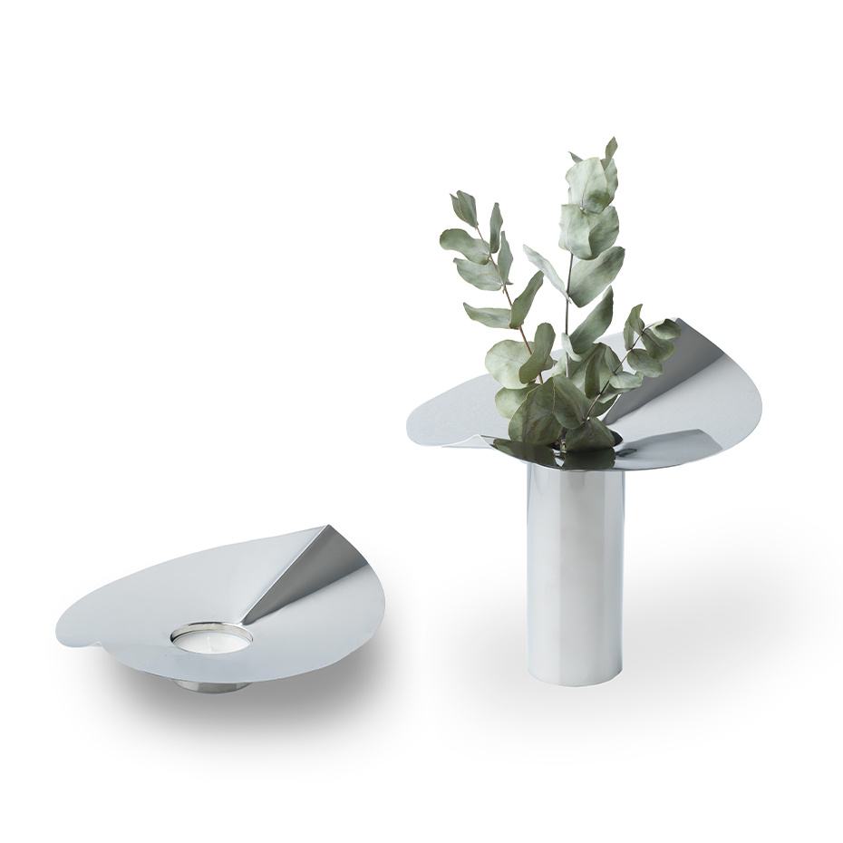 Klong Löv Vas/Ljushållare Stål