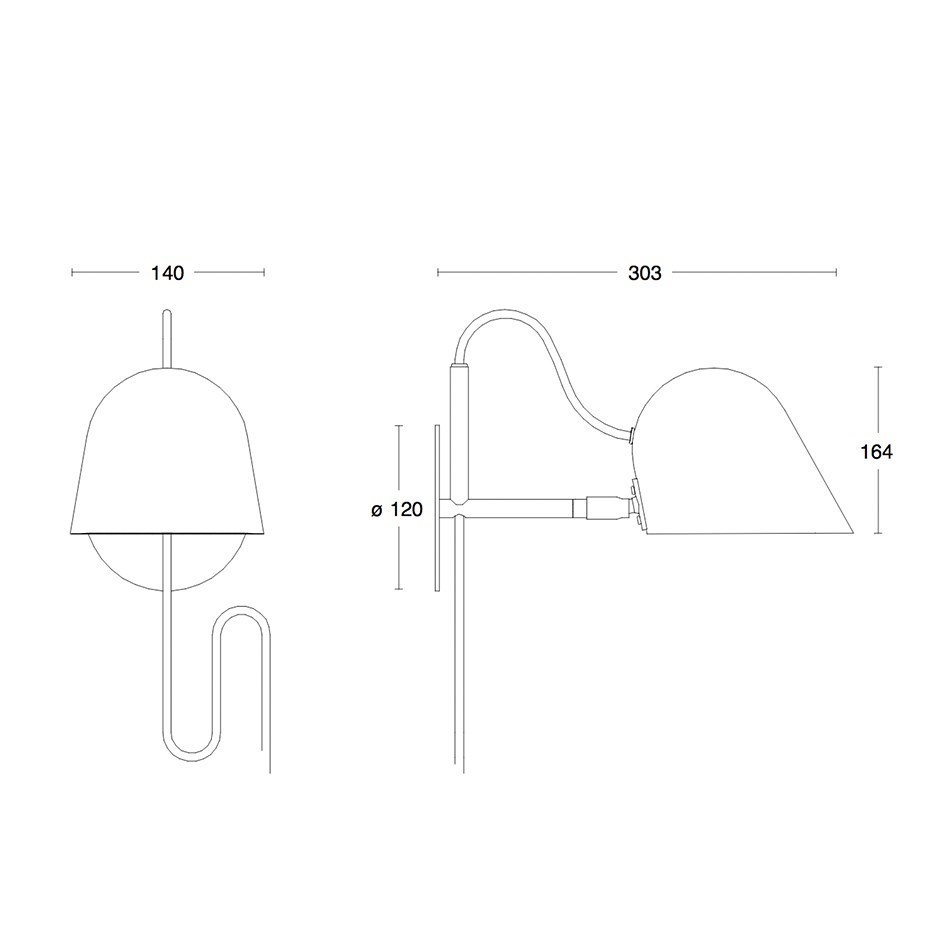 Streck Vägglampa Platta Med Kabel Varmgrå