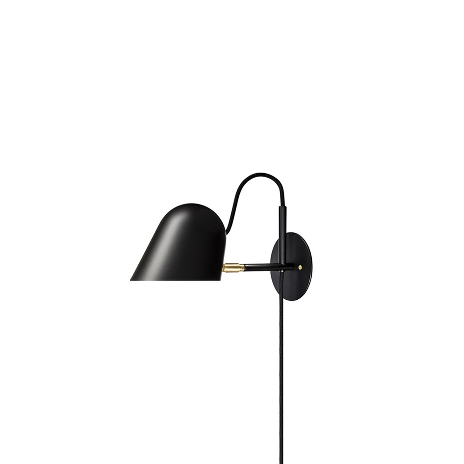 Streck Vägglampa Platta Med Kabel Svart