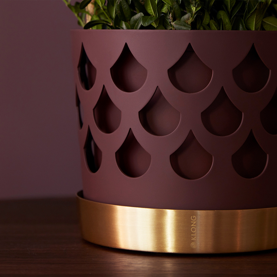 Trio Kruka Drop Medium Mörkröd