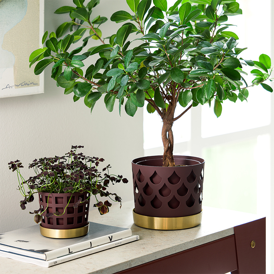 Trio Kruka Drop Medium Mörkröd