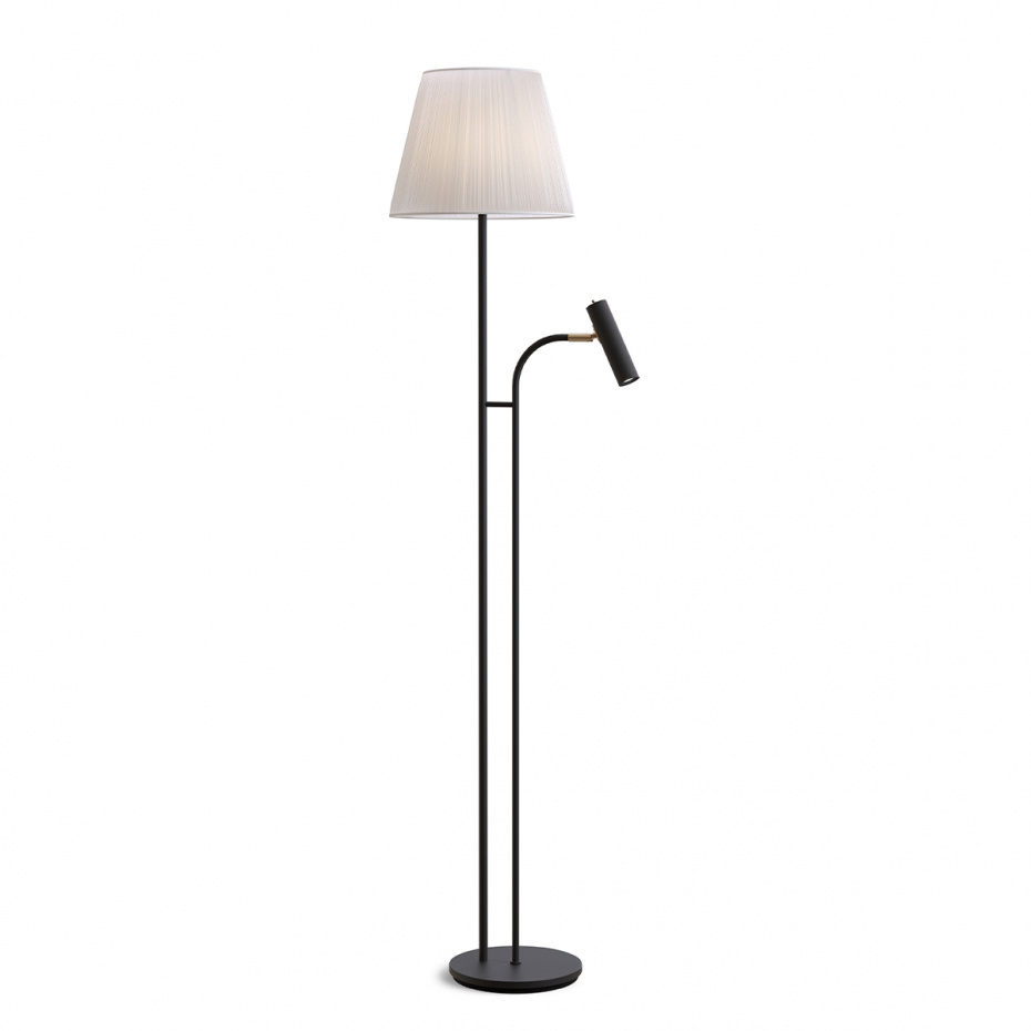 Slender Golvlampa E27+GU10 Svart Struktur/Mässing