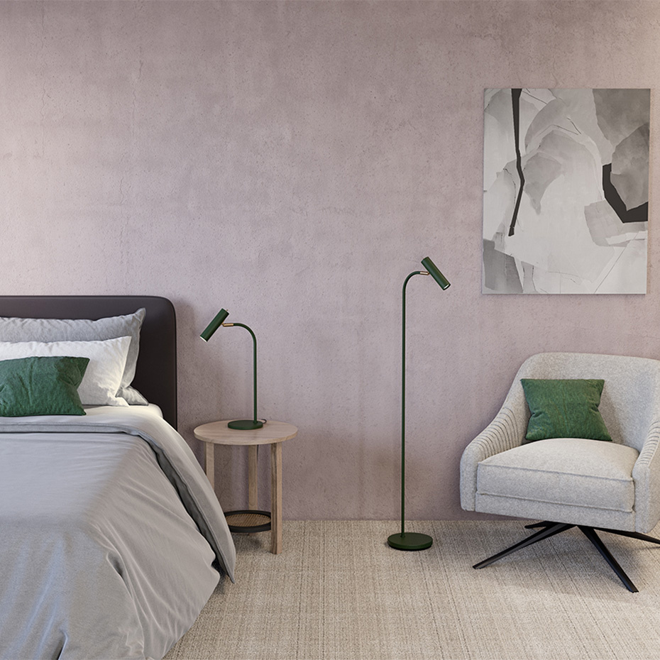 Slender Golvlampa Dark Red/Mässing