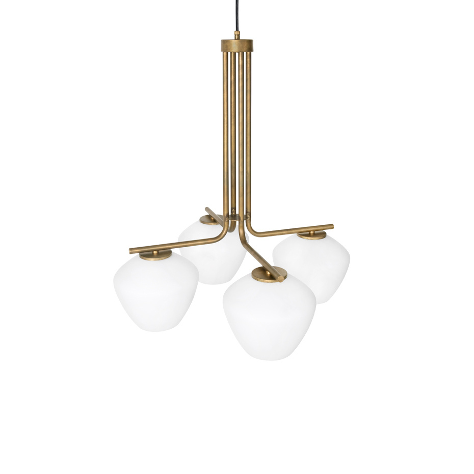 DK Ljuskrona Rå Mässing/Opalglas