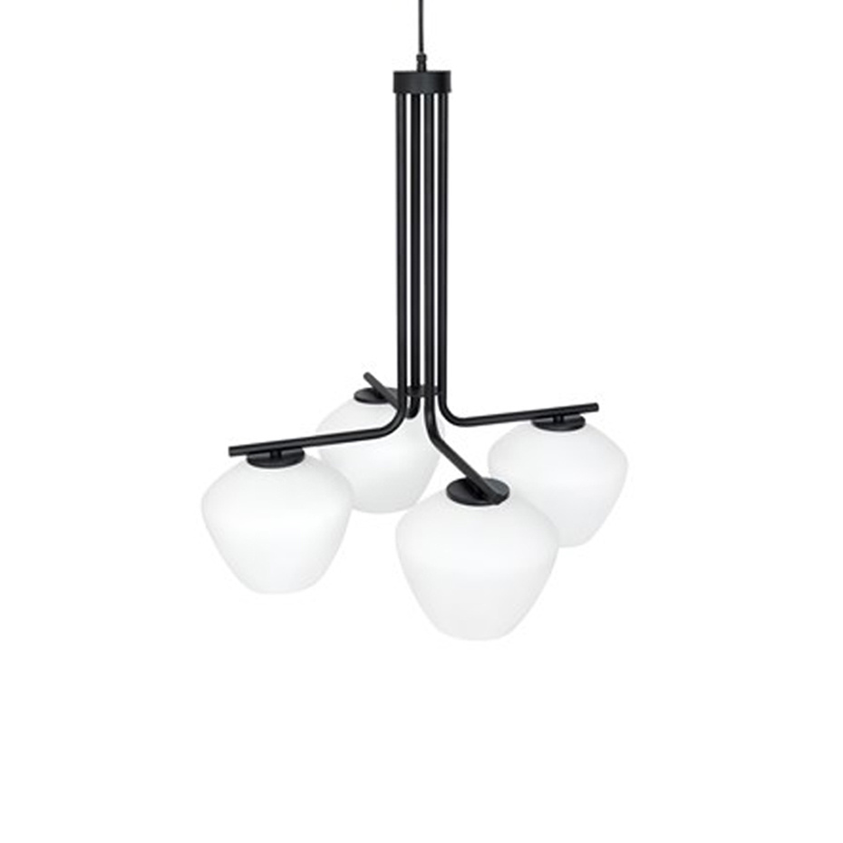 DK Ljuskrona Mattsvart/Opalglas