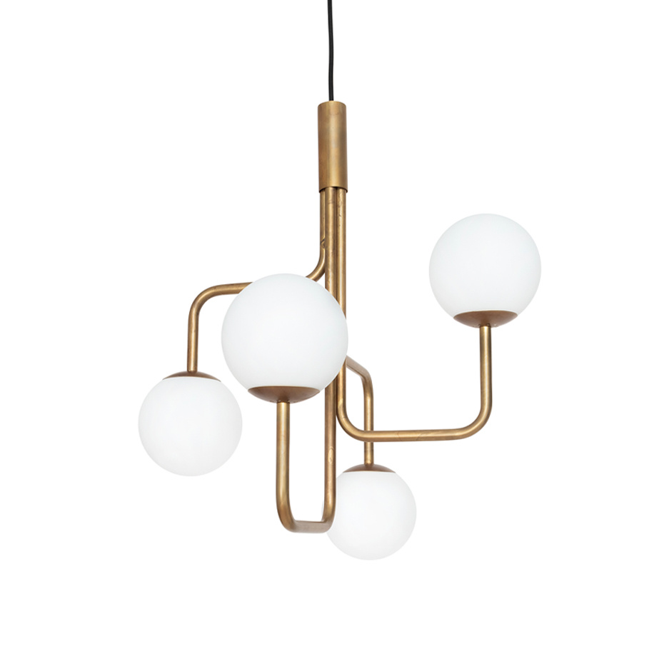 Strapatz Glob Ljuskrona Ø550 Rå Mässing/Opalglas