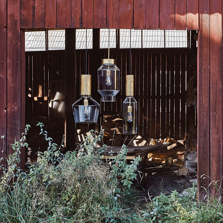 Fenomen Pendel Stor Rå Mässing/Klarglas