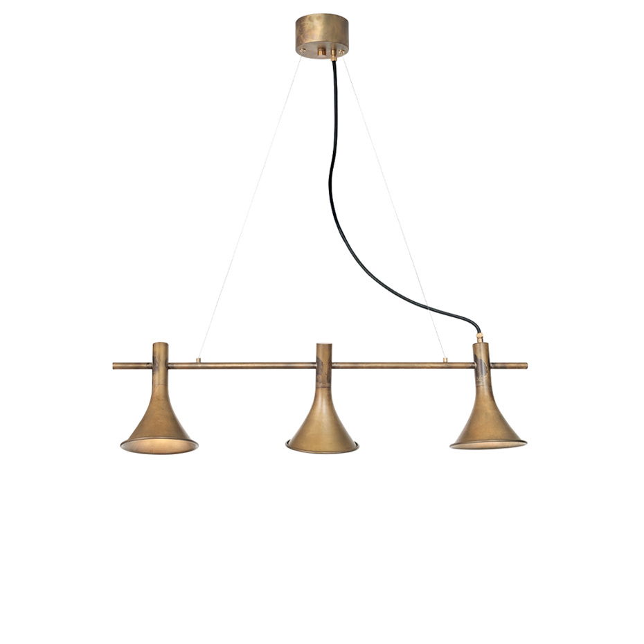 Megafon Pendel 3 Rak Rå Mässing