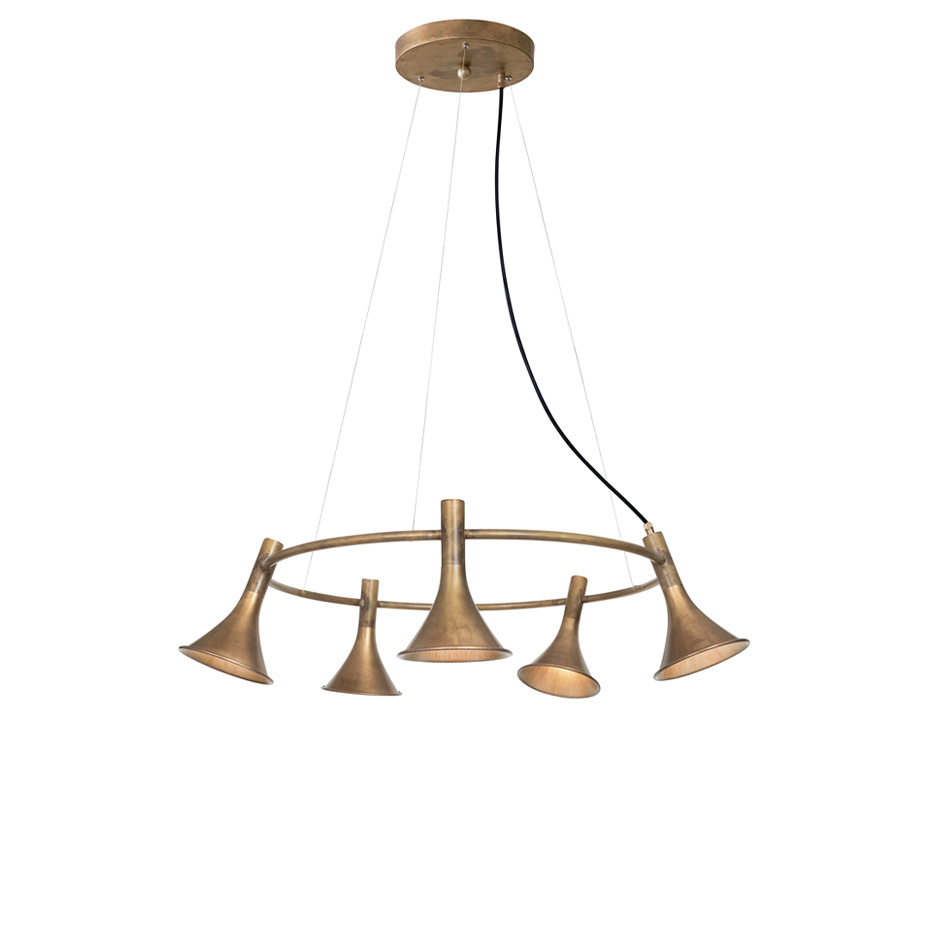 Megafon Pendel 5 Rund Rå Mässing