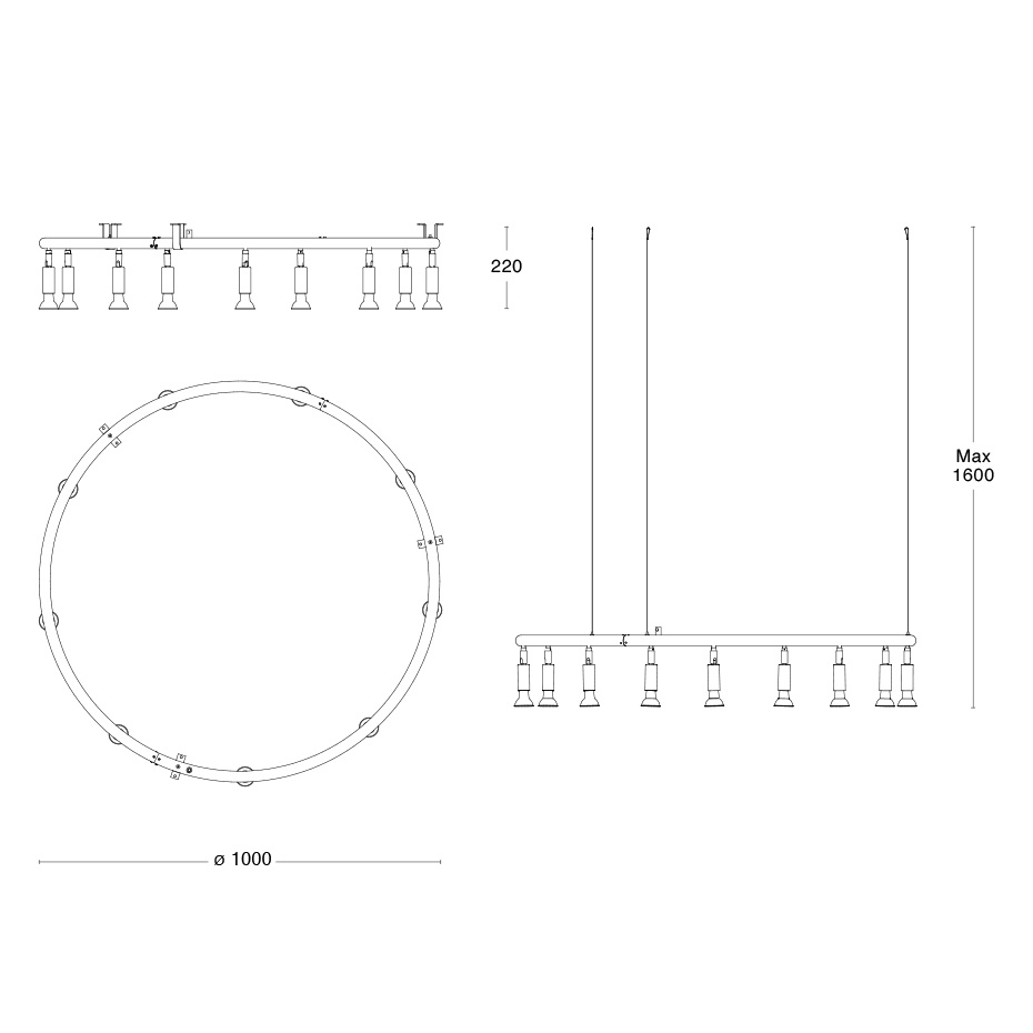 Star 9 Rund Taklampa/Vägglampa Rå Stål
