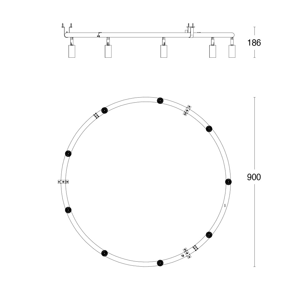 Starlight 9 Rund Taklampa/Vägglampa Rå Stål