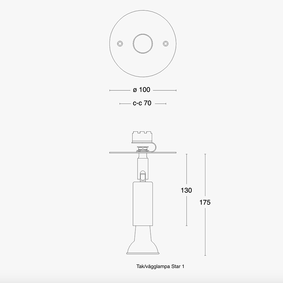 Star 1 Tak/Vägg Platta Fast Montage Förnicklad Mässing