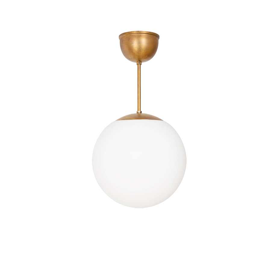 Glob Pendlad Plafond Ø300 Rå Mässing/Opalglas
