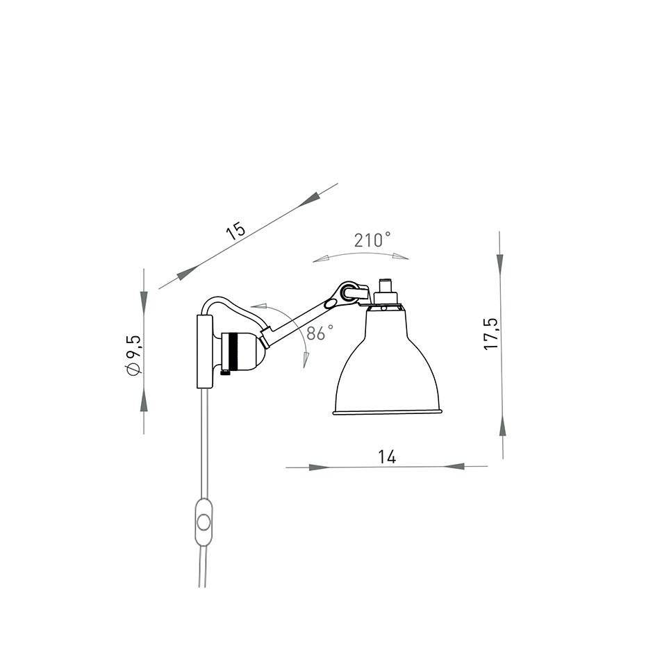 Lampe Gras N°304 CA Vägglampa Svart/Koppar