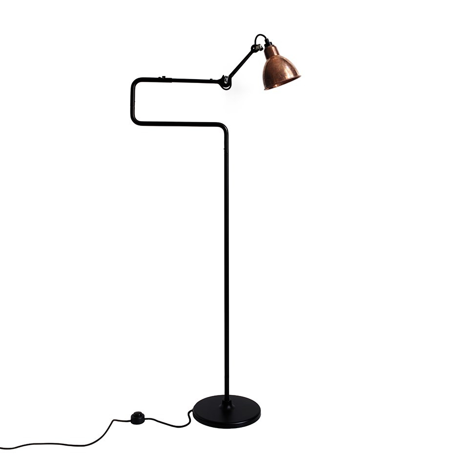Lampe Gras N°411 Golvlampa Svart/Rå Koppar