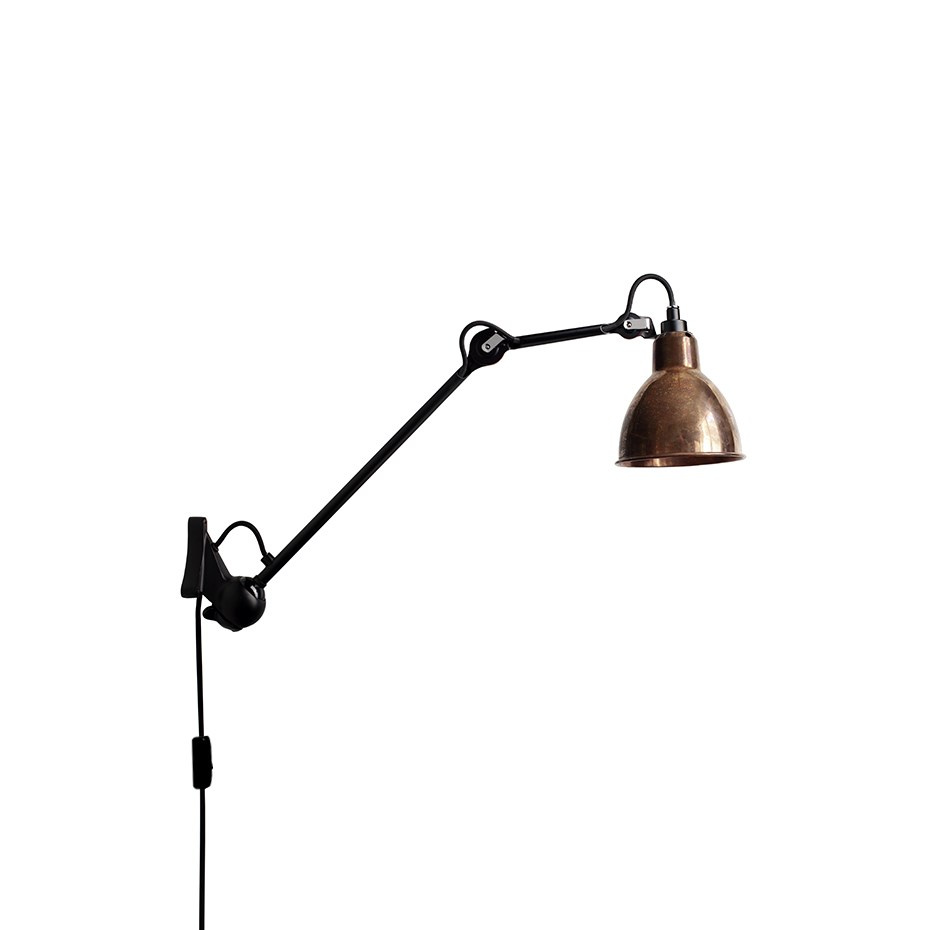 Lampe Gras N°222 Vägglampa Svart/Rå Koppar