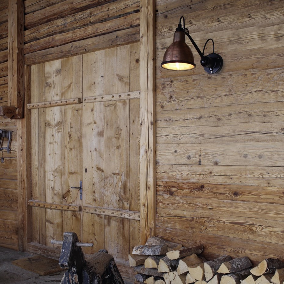 Lampe Gras N°304 XL Utomhus Vägglampa Svart/Rå Koppar