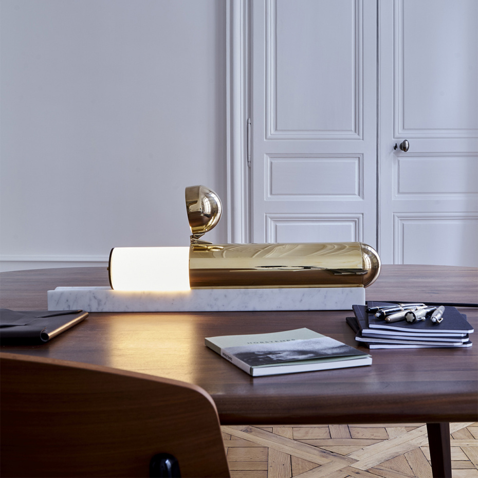 ISP Bordslampa White Marble/Varnished Brass