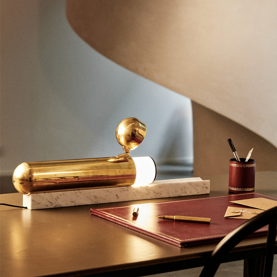 ISP Bordslampa White Marble/Varnished Brass
