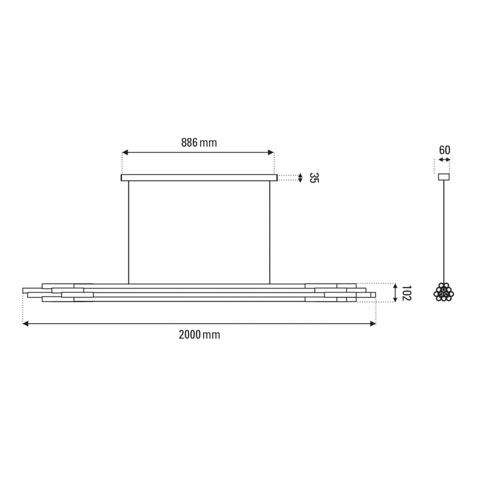 Org 2000 Pendant Horizontal Gold