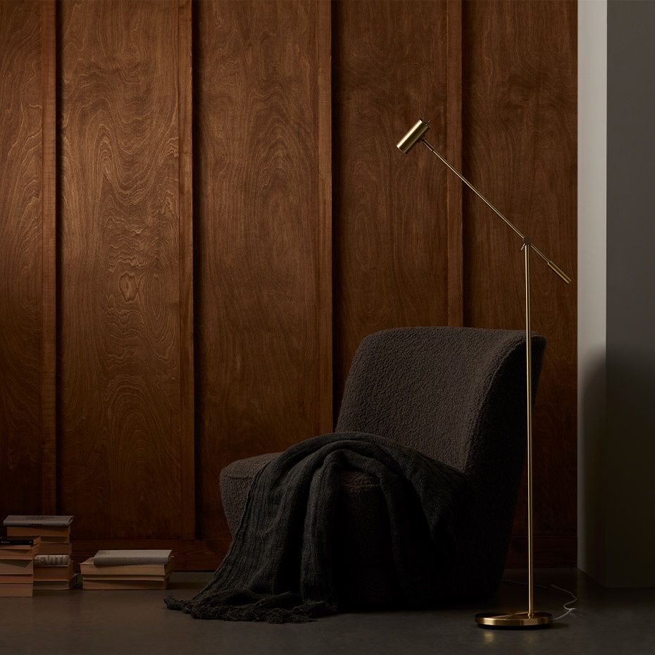 Cato Golvlampa Blankslipad Mässing Med Dimmer