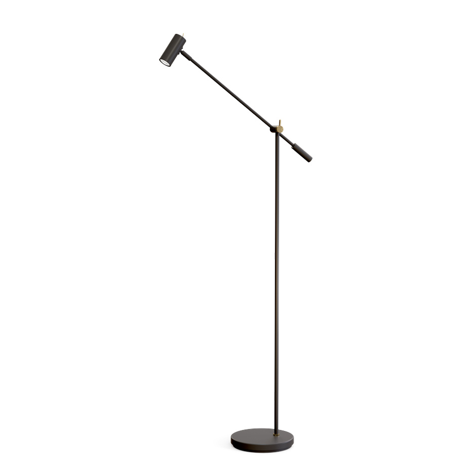 Cato Golvlampa Mattsvart/Mässing Med Dimmer