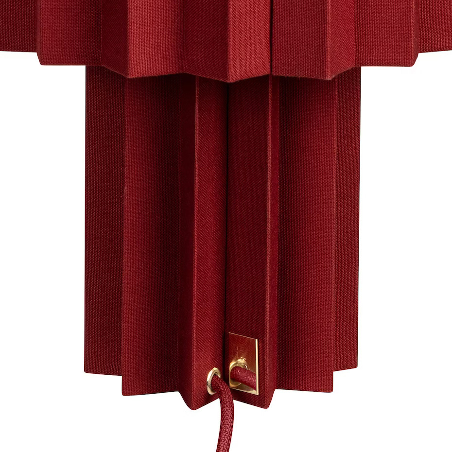 Plissé Bordslampa Röd Textil