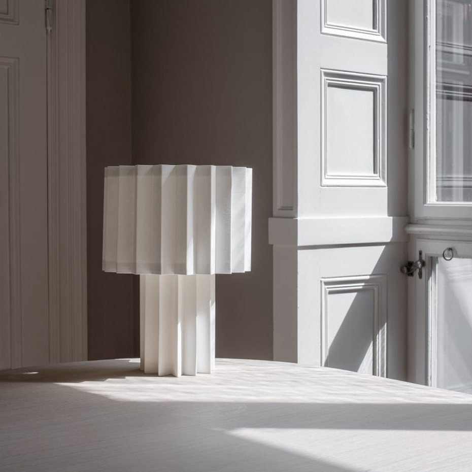 Plissé Bordslampa Röd Textil