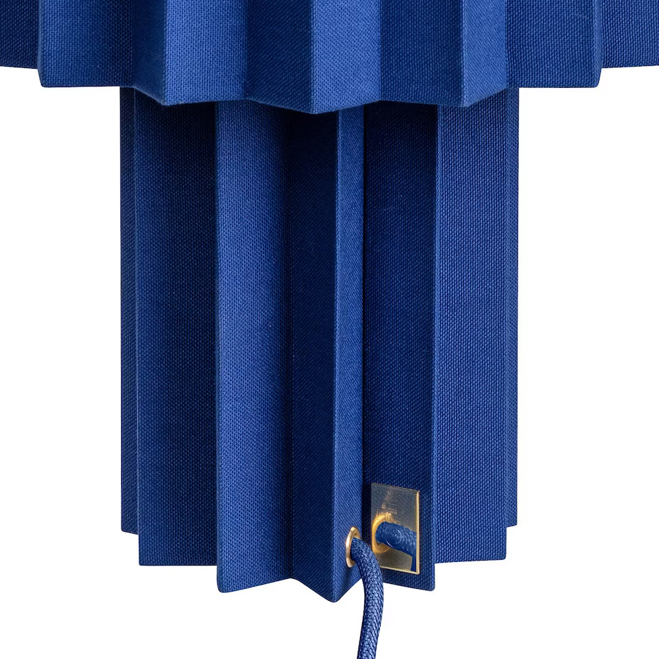 Plissé Bordslampa Blå Textil